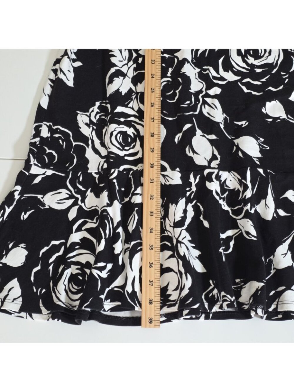 Ralph Lauren Midi Dress Plus Size 3X Black White Floral Ruffled Hem Belt Viscose - Picture 9 of 16
